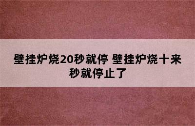 壁挂炉烧20秒就停 壁挂炉烧十来秒就停止了